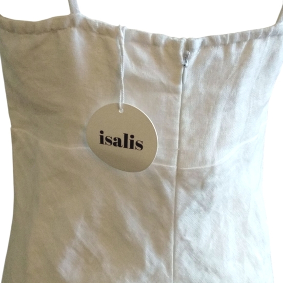 White Linen Sleeveless Maxi Dress with Black Trim Giselle By Isilis - Picture 7 of 10